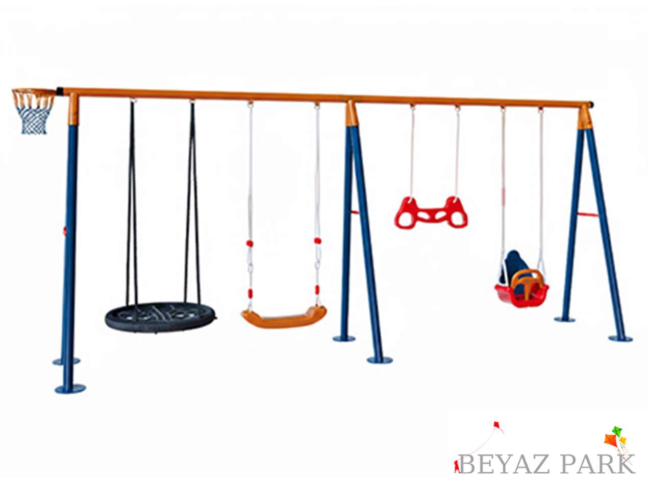 30717 - Metal Dörtlü Bahçe Çocuk ve Bebek Salıncak Seti